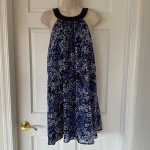 Charming Charlie Blue Floral Halter Cocktail Dress Flowy Mini Size S NWOT